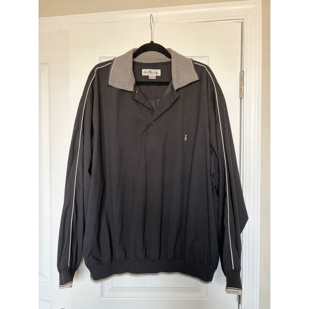 Grand Slam Mens XL Black Golf Windshirt Pullover Penguin Logo Vintage Style